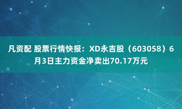 凡资配 股票行情快报:XD永吉股(603058)6月3日主力资金净卖出70.17万元